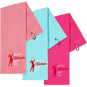 3 Pcs Microfiber Golf Towel Who Said Women Can't Drive Embroidered Funny Golf Towels for Golf Bags Women with Clip Absorbent Golf Sweat Towel Golf Accessories for Women Golfers, 24 x 16 in in Saudi Arabia