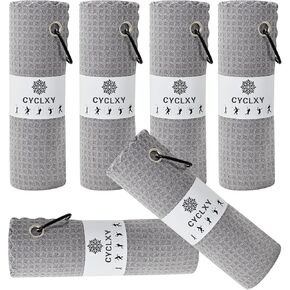 6 Pcs Microfiber Golf Towels,16" X 16",Microfiber Waffle Pattern Golf Towels for Golf Bags for men women,fishing towels,golf essentials gifts with Carabiner Clip,Dish Cloth,Kitchen Clean Towels