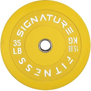 Signature Fitness 2" Olympic Bumper Plate Weight Plates with Steel Hub, 35LB Single, Colored