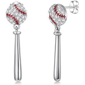 Baseball Earrings for Women 925 Sterling Silver Softball Dangle Drop Stud Earrings Sport Lover Jewelry Christmas Gifts for Baseball Player