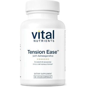 Vital Nutrients Tension Ease with Ashwagandha | Stress Relief Supplement for Relief of Occasional Stress and Nervous Tension | Gluten, Dairy, Soy Free | Non-GMO | 60 Capsules