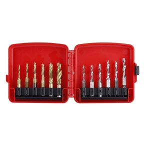 12pcs High Speed Steel Combination Drill Bit Tap Set Screw Tapping 1/4-2NC,12-24NC,1-24NC,1-32NC,8-32NC,6-32NC