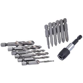 HHIP 1011-0141 14 Piece High M3-M10 Speed Steel 3-in-1 Tap and Drill Kit