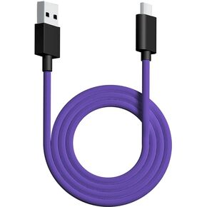 PWNAGE كابل باراكورد فائق المرونة USB C للوحة مفاتيح الألعاب والماوس والشحن وكابل لوحة مفاتيح ميكانيكية بأكمام مزدوجة، 1.8 متر USB-A إلى USB-C، لون أرجواني