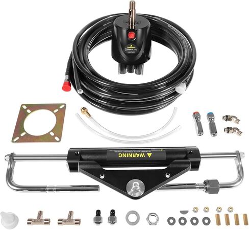 Bonbo Hydraulic Outboard Steering Kit Boat Marine System for Single Station, Single-Engine use Built-in Two-Way Lock Cylinder, 150HP Pump and High-Strength Nylon Hose in Saudi Arabia