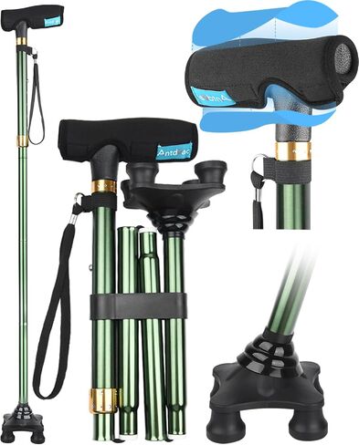 Quad Cane with Cane Pad Comfortable Grip for Stability Independence Portable Striking Colors - Ideal for Travel,Unsteady Walkers, Visually Impaired in Kuwait