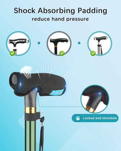 Quad Cane with Cane Pad Comfortable Grip for Stability Independence Portable Striking Colors - Ideal for Travel,Unsteady Walkers, Visually Impaired in Kuwait