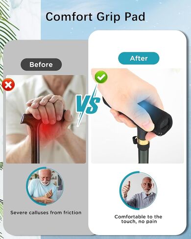 Quad Cane with Cane Pad Comfortable Grip for Stability Independence Portable Striking Colors - Ideal for Travel,Unsteady Walkers, Visually Impaired in Kuwait