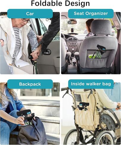Quad Cane with Cane Pad Comfortable Grip for Stability Independence Portable Striking Colors - Ideal for Travel,Unsteady Walkers, Visually Impaired in Kuwait