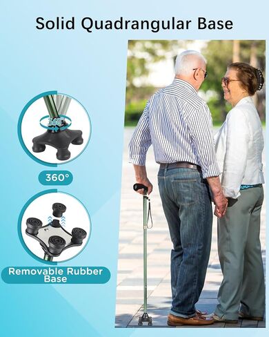 Quad Cane with Cane Pad Comfortable Grip for Stability Independence Portable Striking Colors - Ideal for Travel,Unsteady Walkers, Visually Impaired in Kuwait