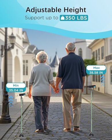 Quad Cane with Cane Pad Comfortable Grip for Stability Independence Portable Striking Colors - Ideal for Travel,Unsteady Walkers, Visually Impaired in Kuwait