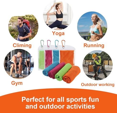 4Pack Cooling Towel (40"x12"), Cooling Towel for Neck and Face, Sweat Towels for Sport, Soft Breathable Gym Sport Towels for Man Woman, Cooling Sweat Rags for Running Workout, Ice Towels Keep Cool in Saudi Arabia
