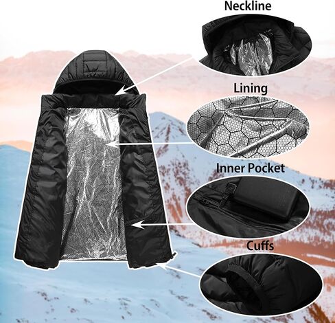 سترة مُدفأة، جهاز تدفئة الجسم يعمل بمنفذ USB مع 3 درجات حرارة للمشي لمسافات طويلة والتزلج (البطارية غير متضمنة) in Kuwait