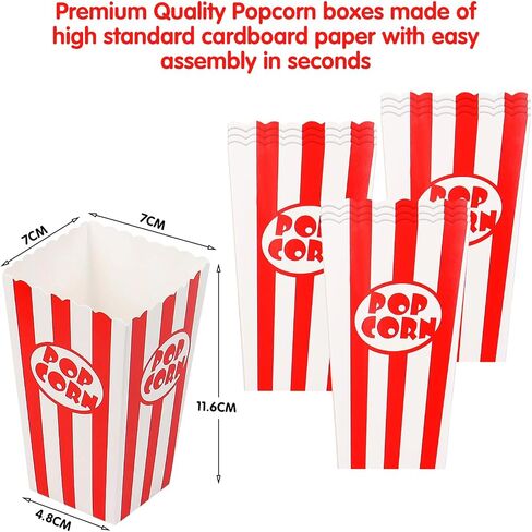 28Pcs Popcorn Boxes - Mini Paper Popcorn Box, White and Red Stripes Pop Corn Snack Container for Movie Night Carnival Party Supplies (Classic Red) in Saudi Arabia
