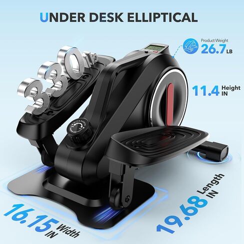 Under Desk Elliptical Machine, 8 Modes Magnetic Ellipse Leg Exerciser as Seen on Tv, 300lbs Load Elliptical Training Machines with LCD Display, Elliptical Machine for Home Office Gym in Saudi Arabia