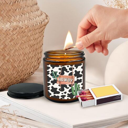 HIWX Western Bull Skull Scented Candle,Western Cowgirls Gifts for Girls Women,Western Cowgirl Candles Gifts for Women Friends Cowgirls,Western Cowgirl Soy Candles for Home Decor Scented 8oz Holders in Saudi Arabia