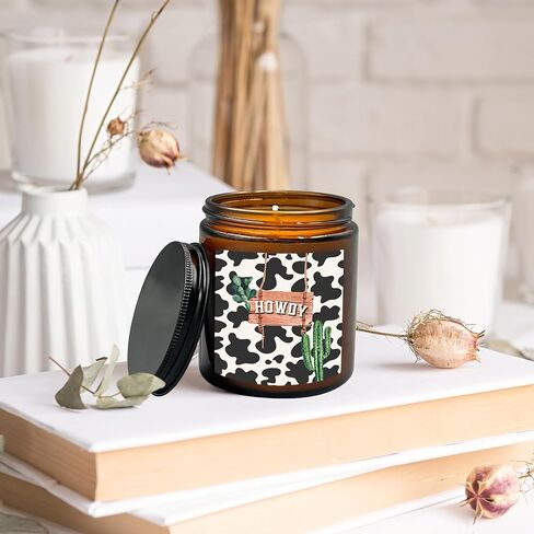 HIWX Western Bull Skull Scented Candle,Western Cowgirls Gifts for Girls Women,Western Cowgirl Candles Gifts for Women Friends Cowgirls,Western Cowgirl Soy Candles for Home Decor Scented 8oz Holders in Saudi Arabia