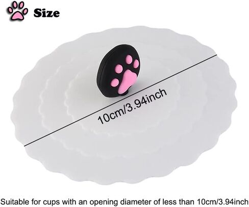 AKOAK 2 Pcs Cute Cat Claw Silicone Cup Lid, Creative Sealing Leak-proof Glass Lid Coffee Cup Suction Lid (Pink+White) in Saudi Arabia