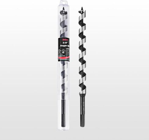 ZKH Auger Drill Bit for Wood, 3/8 x 12 Inch Long Drill Bit with 3/8" Hex Shank, High Carbon Steel Wood Drill Bit with Self-Positioning Tip, Smooth Drilling for Soft and Hardwood, Plastic, Drywall in Saudi Arabia