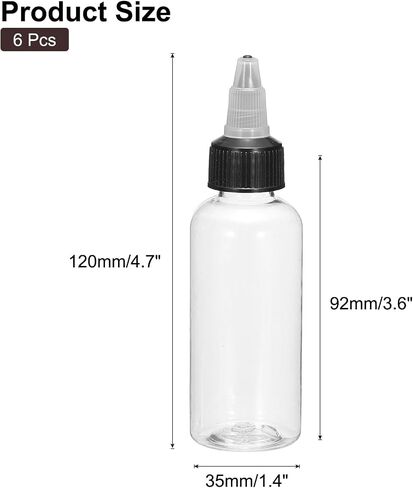 MECCANIXITY 6Pcs 1oz/30ml Squeeze Bottles, Clear Dispensing Bottles with Twist Cap Lids, Plastic Squirt Bottle for Ketchup, Mustard,and Crafts in Saudi Arabia