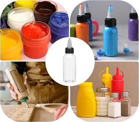 MECCANIXITY 6Pcs 1oz/30ml Squeeze Bottles, Clear Dispensing Bottles with Twist Cap Lids, Plastic Squirt Bottle for Ketchup, Mustard,and Crafts in Saudi Arabia