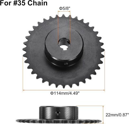 uxcell #35 Chain Roller Sprocket B Type, 5/8" Bore 36 Tooth Single Strand Chain Sprocket, Carbon Steel, Keyway with Set Screws in Saudi Arabia