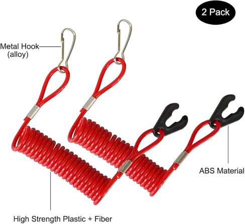 Boat Kill Switch Lanyard 2 Pack Boat Engine Stop Switch Lanyard, Outboard Motor Switch Coiled Cord in Kuwait