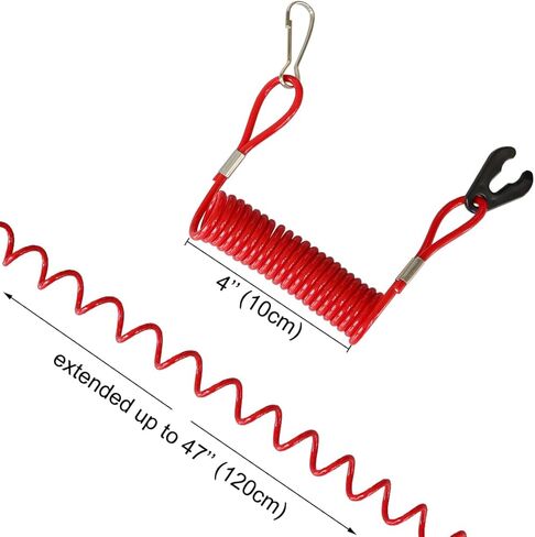 Boat Kill Switch Lanyard 2 Pack Boat Engine Stop Switch Lanyard, Outboard Motor Switch Coiled Cord in Kuwait