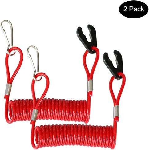 Boat Kill Switch Lanyard 2 Pack Boat Engine Stop Switch Lanyard, Outboard Motor Switch Coiled Cord in Kuwait