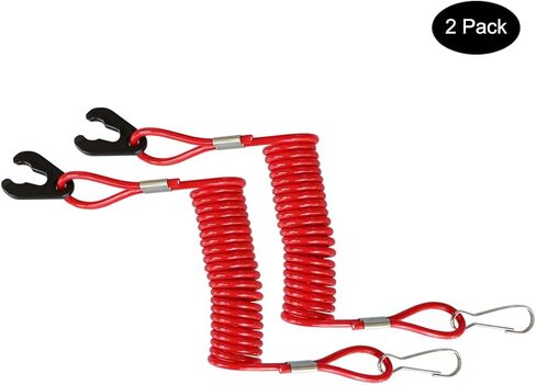 Boat Kill Switch Lanyard 2 Pack Boat Engine Stop Switch Lanyard, Outboard Motor Switch Coiled Cord in Kuwait