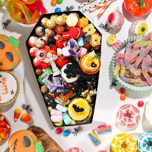13.7 بوصة تابوت الهالوين صينية تشاركوتيري قابلة للتعبئة لحاوية الهالوين حلوى مقطوعة من المعجون لحفلة الهالوين، حلوى الكوكيز، صندوق حلوى كب كيك، لوازم الحفلات in Kuwait