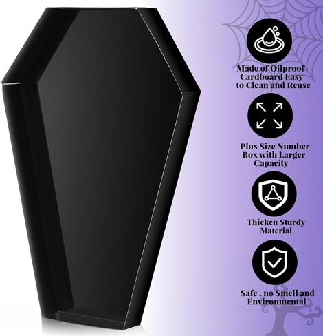 13.7 بوصة تابوت الهالوين صينية تشاركوتيري قابلة للتعبئة لحاوية الهالوين حلوى مقطوعة من المعجون لحفلة الهالوين، حلوى الكوكيز، صندوق حلوى كب كيك، لوازم الحفلات in Kuwait