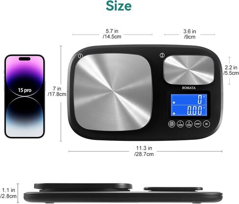 BOMATA Upgrated 0.01 g & 15 kg/33 lb Dual Platform Kitchen Scale with Two Precisions, Accumulation Function, Gram and Ounce, Digital Scale for Food, Baking, Yeast, Jewelry B614 in Saudi Arabia