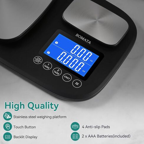 BOMATA Upgrated 0.01 g & 15 kg/33 lb Dual Platform Kitchen Scale with Two Precisions, Accumulation Function, Gram and Ounce, Digital Scale for Food, Baking, Yeast, Jewelry B614 in Saudi Arabia