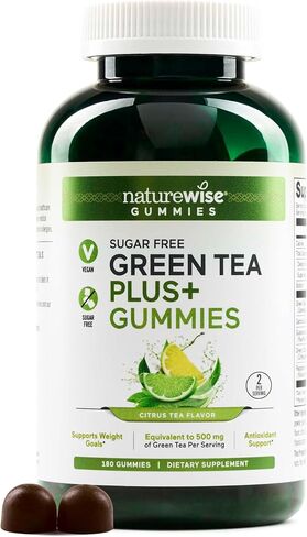 NatureWise Green Tea Gummies - Keto, Sugar Free - Supports Fitness Goals for Women & Men - 500mg Green Tea + Raspberry Ketones, Garcinia Cambogia - Vegan, Gluten-Free - 60 Count[1-Month Supply] in Saudi Arabia