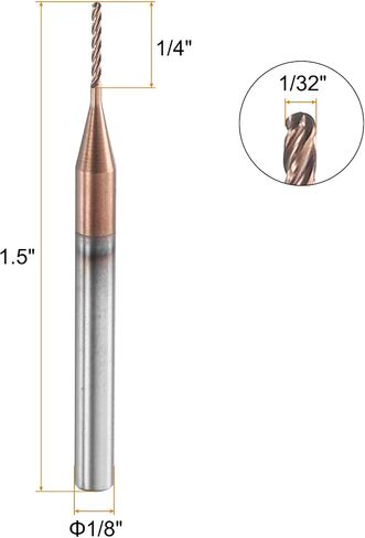 HARFINGTON الكرة نهاية الأنف مطحنة 4 الناي 1/32 "قطر 1/8" عرقوب كربيد التنغستن غير المطلية دوامة CNC راوتر بت 1/4 "طول القطع كرة نهاية واحدة لنحت النقش طحن in Saudi Arabia