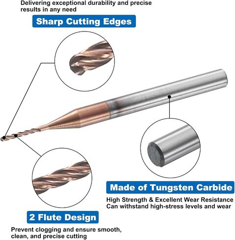 HARFINGTON الكرة نهاية الأنف مطحنة 4 الناي 1/32 "قطر 1/8" عرقوب كربيد التنغستن غير المطلية دوامة CNC راوتر بت 1/4 "طول القطع كرة نهاية واحدة لنحت النقش طحن in Saudi Arabia