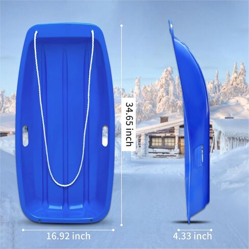 Snow Sled for Kids Adult, Resistant Toboggan Snow Sled with Pull Rope and Handles, Flexible Sand Sled with Pull Rope for 1-2 Rider, Toboggan Sleds Winter Snow Sledding in Saudi Arabia
