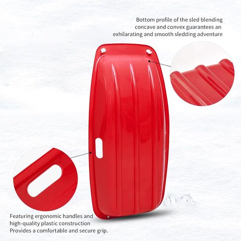 Snow Sled for Kids Adult, Resistant Toboggan Snow Sled with Pull Rope and Handles, Flexible Sand Sled with Pull Rope for 1-2 Rider, Toboggan Sleds Winter Snow Sledding in Saudi Arabia