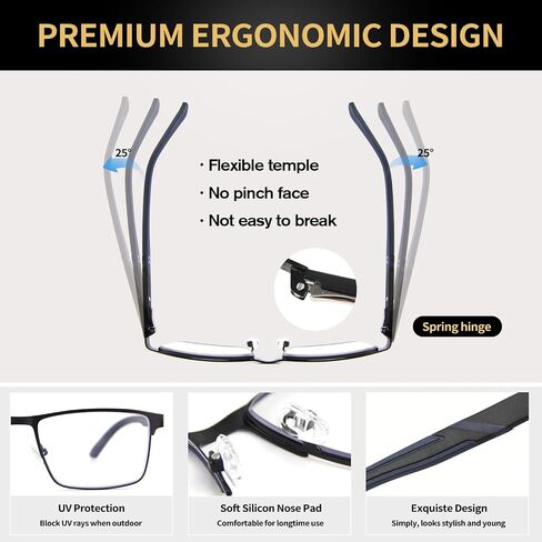 2 Pack Multifocal Progressive Reading Glasses Men, Blue Light Multifocus Bifocal Readers for Mid and Near Range in Saudi Arabia