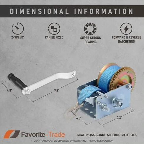 Trailer Winch – Durable Hand Crank – 3500 lbs Hand Winch with Strap - Boat Trailer Cable, Heavy Duty Rope Crank for Trailer, Boat or ATV Towing in Saudi Arabia
