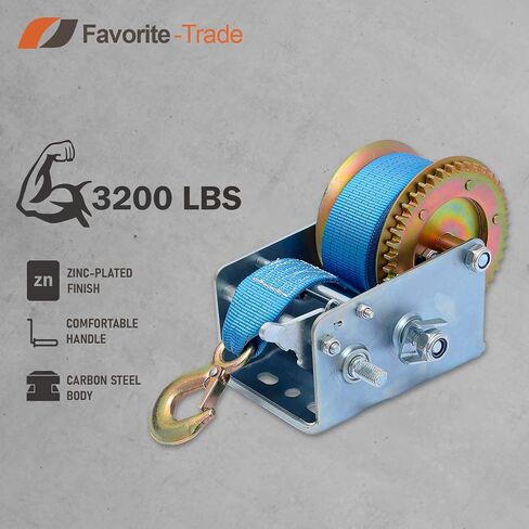 Trailer Winch – Durable Hand Crank – 3500 lbs Hand Winch with Strap - Boat Trailer Cable, Heavy Duty Rope Crank for Trailer, Boat or ATV Towing in Saudi Arabia