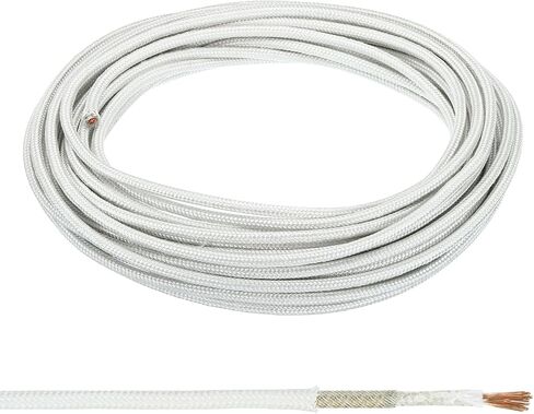 PATIKIL 39.4Ft 11AWG High Temperature Wire, -60-350 Degrees Celsius Mica Glass Fiber Electronic Wire Insulated Heat Resistant Electronical Flexible Cable for Lamp Boiler Heater, White in Saudi Arabia