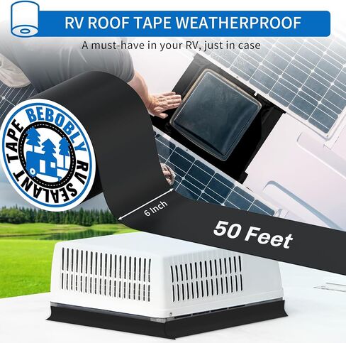 Butyl Sealant Waterproof Tape,RV Roof Tape Black,4 Inch X 50 Foot Leak Repair Sealant Tape，UV & Waterproof for RV Roof,Window,Camper, Boat,Pipe Sealing Black in Saudi Arabia