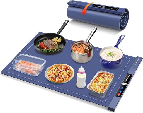 Electric Warming Tray - Fast Heating Food Warming Mat - Rollable Portable Silicone Food Warmer with 6 Level Temperature for Buffets Parties Gatherings Travel Home Daily Use in Kuwait