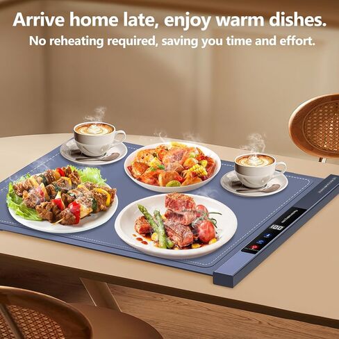 Electric Warming Tray - Fast Heating Food Warming Mat - Rollable Portable Silicone Food Warmer with 6 Level Temperature for Buffets Parties Gatherings Travel Home Daily Use in Kuwait
