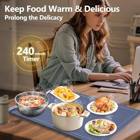 Electric Warming Tray - Fast Heating Food Warming Mat - Rollable Portable Silicone Food Warmer with 6 Level Temperature for Buffets Parties Gatherings Travel Home Daily Use in Kuwait