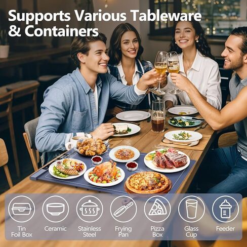 Electric Warming Tray - Fast Heating Food Warming Mat - Rollable Portable Silicone Food Warmer with 6 Level Temperature for Buffets Parties Gatherings Travel Home Daily Use in Kuwait