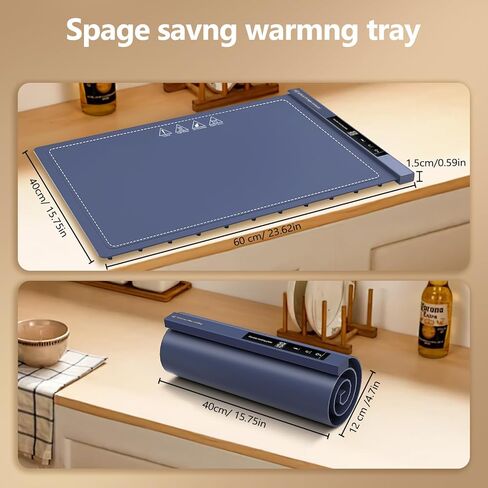 Electric Warming Tray - Fast Heating Food Warming Mat - Rollable Portable Silicone Food Warmer with 6 Level Temperature for Buffets Parties Gatherings Travel Home Daily Use in Kuwait
