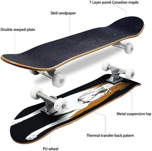Seamless Beautiful Sparrow Pattern with Vintage Background and Flower Skateboard 31"x8" Double-Warped Skateboards Outdoor Street Sports Skateboard for Beginners Professionals Cool Adult Teen Gifts in Saudi Arabia